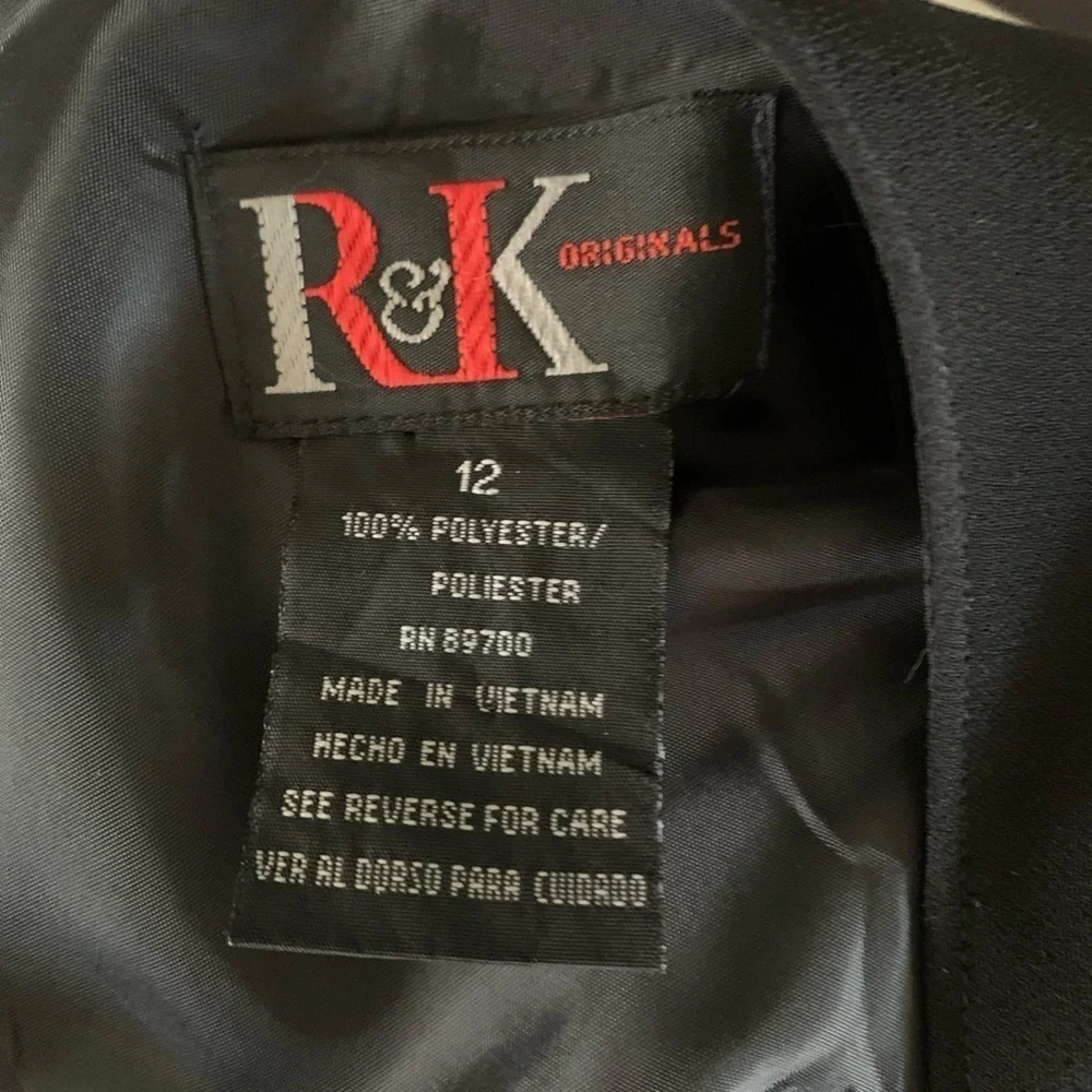 R & K Originals Black Chiffon Dress Sz 12 Short Sleeve Round Neck Sequin Accent - Picture 5 of 12